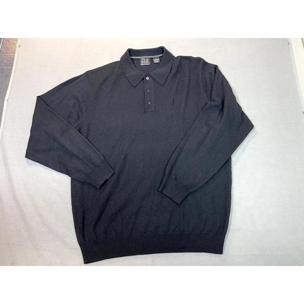 Jos.‎ A. Bank Sweater Merino Wool Large mens Black Sweatshirt